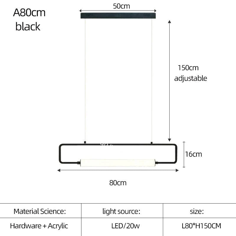 Nordic Minimalist Bar Hanging Rectangular Frame Pendant Light Pendant