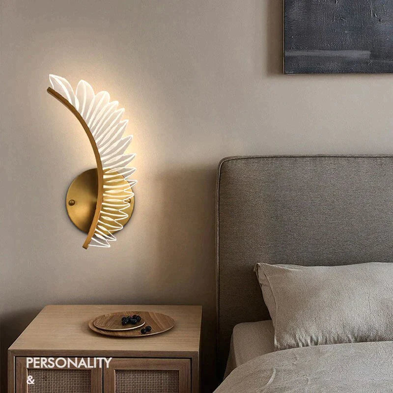 Nordic modern art bedside feather LED Wall Lamp Wall Light