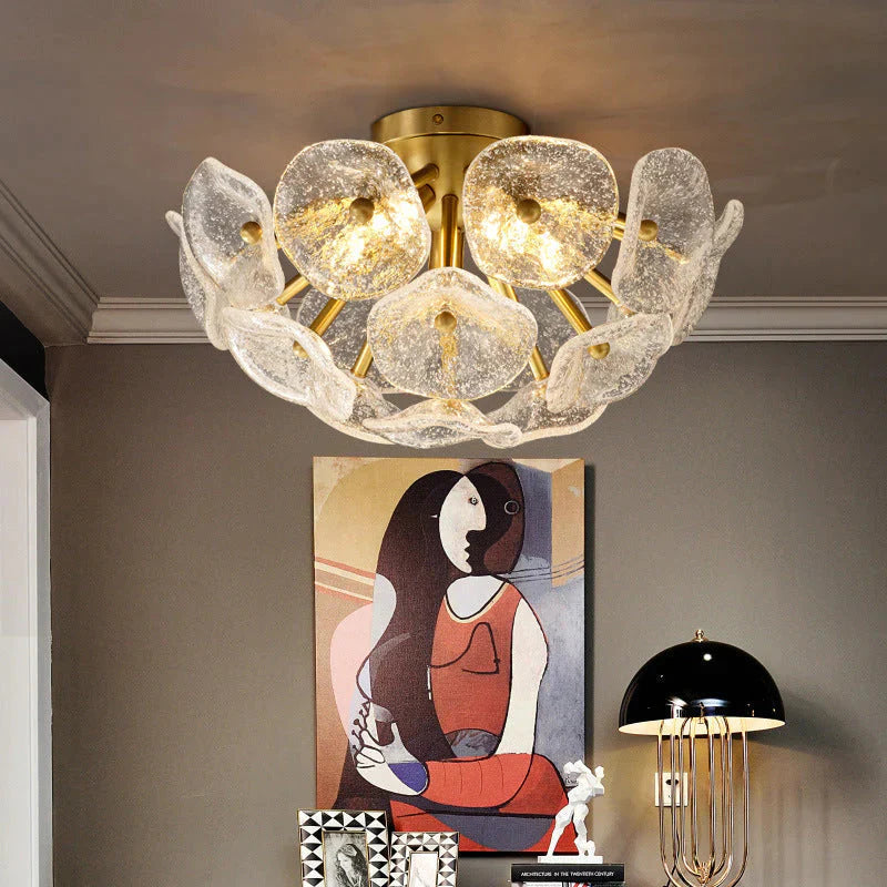 Plafonnier de lampe de cuivre de cristal de luxe de lumière moderne nordique