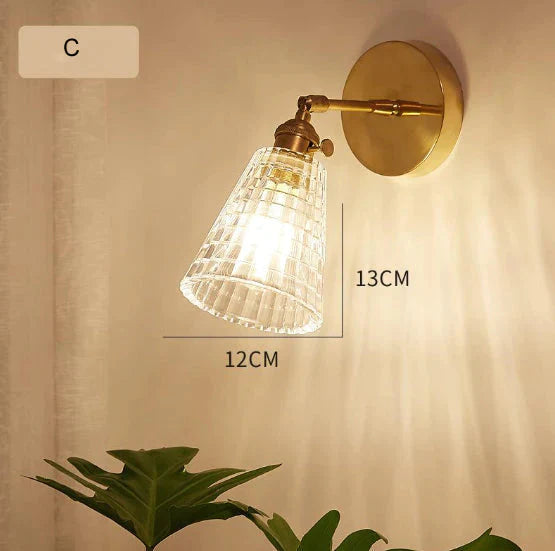 Lampe murale en cuivre pleine de chevet de chambre à coucher de salon rétro nordique