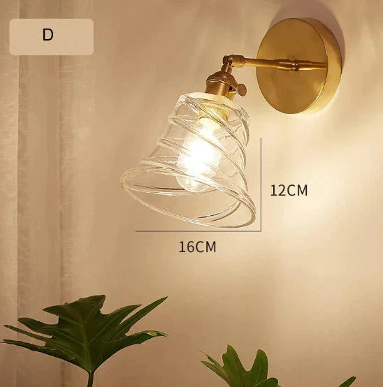 Lampe murale en cuivre pleine de chevet de chambre à coucher de salon rétro nordique