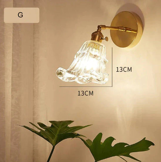 Lampe murale en cuivre pleine de chevet de chambre à coucher de salon rétro nordique