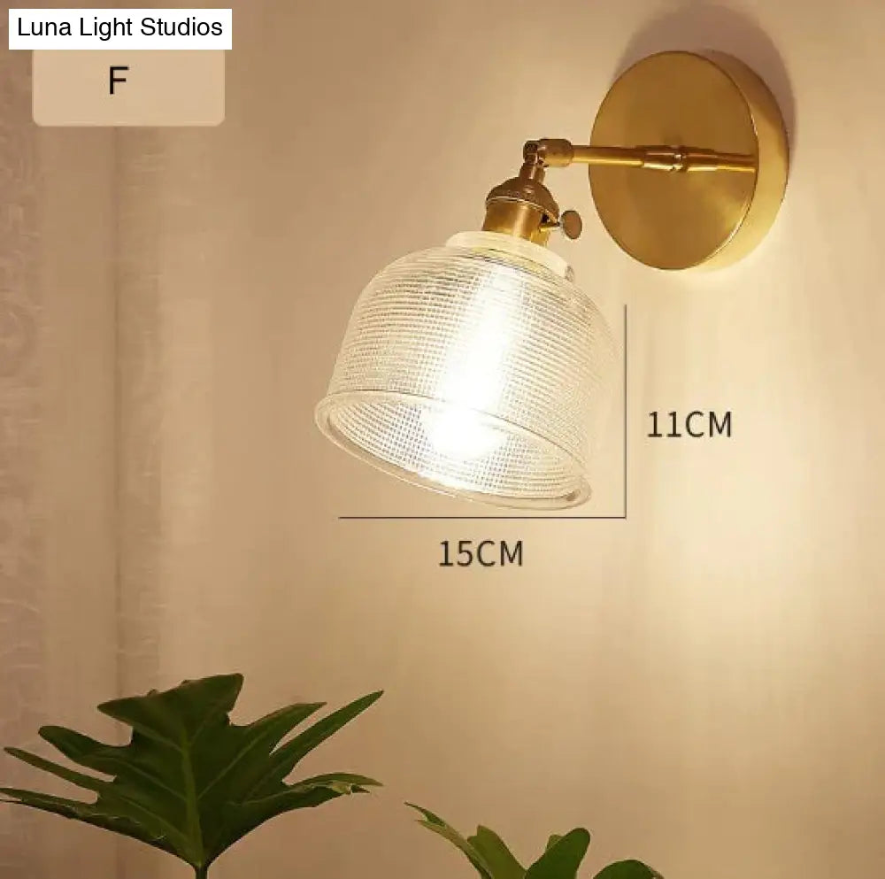 Nordic Retro Livingroom Bedroom Bedside Full Copper Wall Lamp F / No Light Bulb Copper Wall Lamps