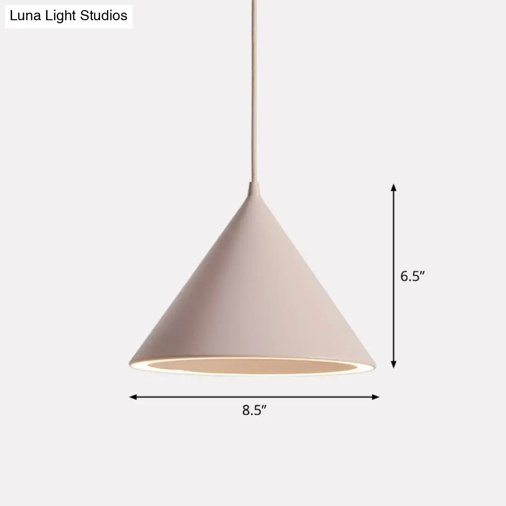 Nordic Style Aluminum Conic Pendant Light With Led For Dining Room Ceiling