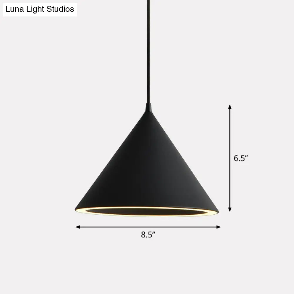 Nordic Style Aluminum Conic Pendant Light With Led For Dining Room Ceiling