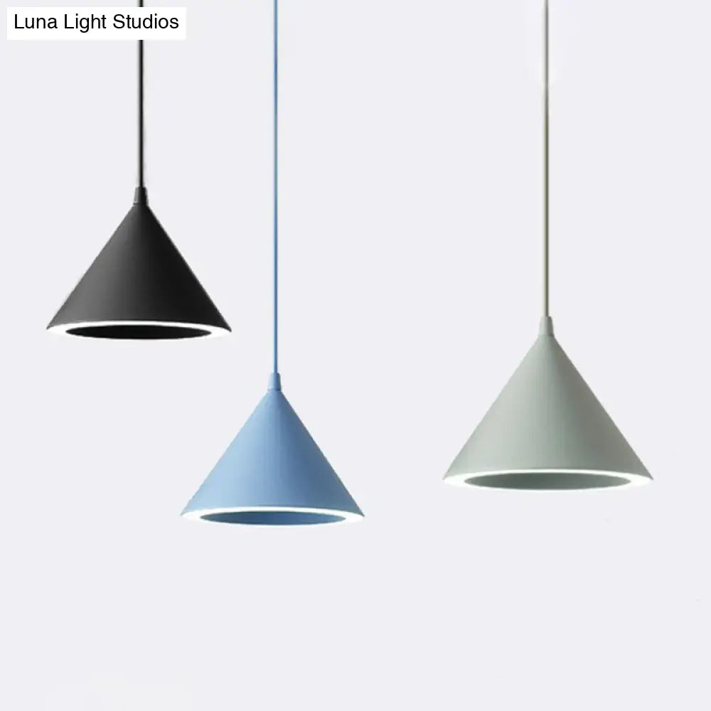 Nordic Style Aluminum Conic Pendant Light With Led For Dining Room Ceiling