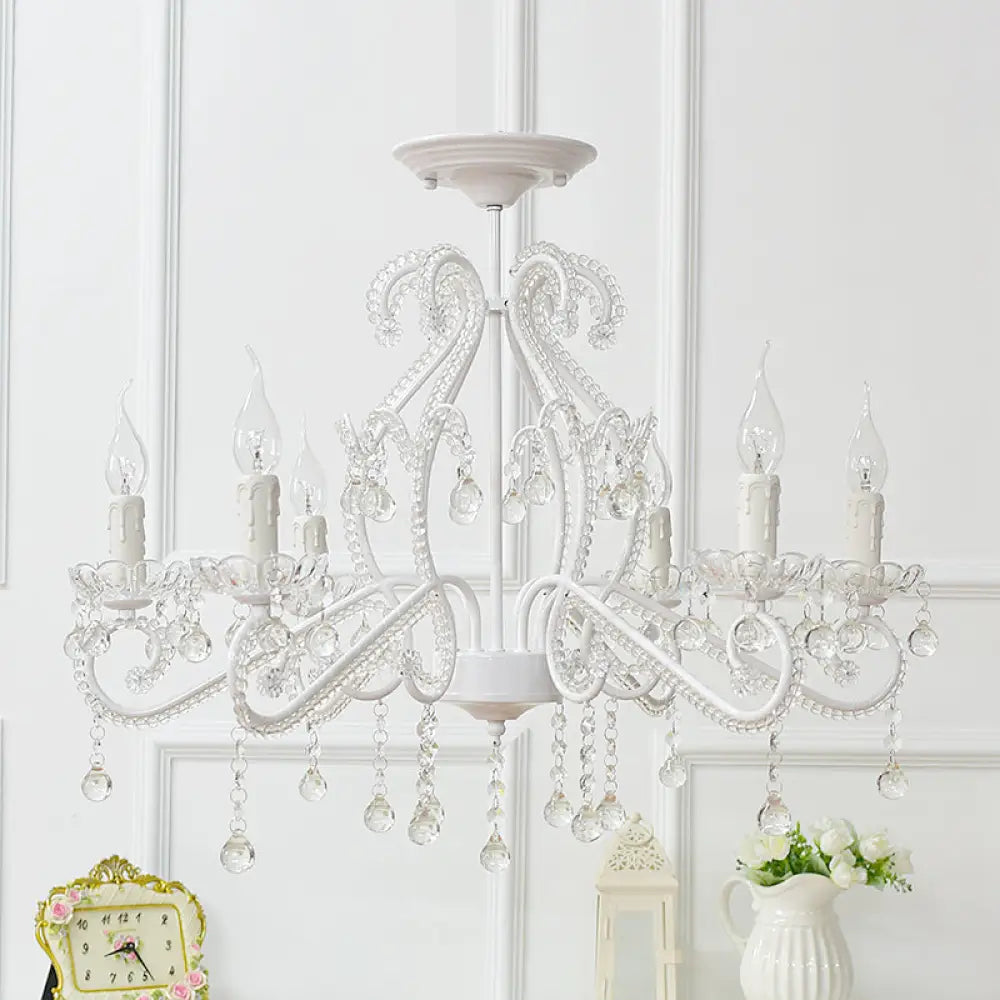 Nordic Style Crystal Chandelier For Girls Bedroom: Elegant Pendant Lighting With Candle Element 6 /