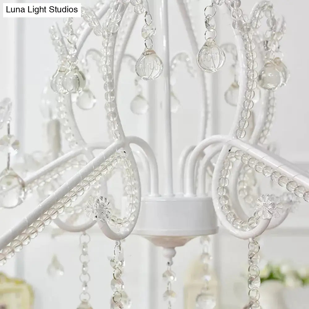 Nordic Style Crystal Chandelier For Girls Bedroom: Elegant Pendant Lighting With Candle Element