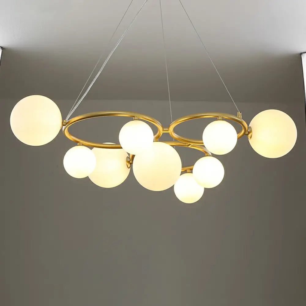 Nordic Style Glass Circles Chandelier: Sleek Suspended Lighting Fixture For Bedrooms 9 / Gold Milk