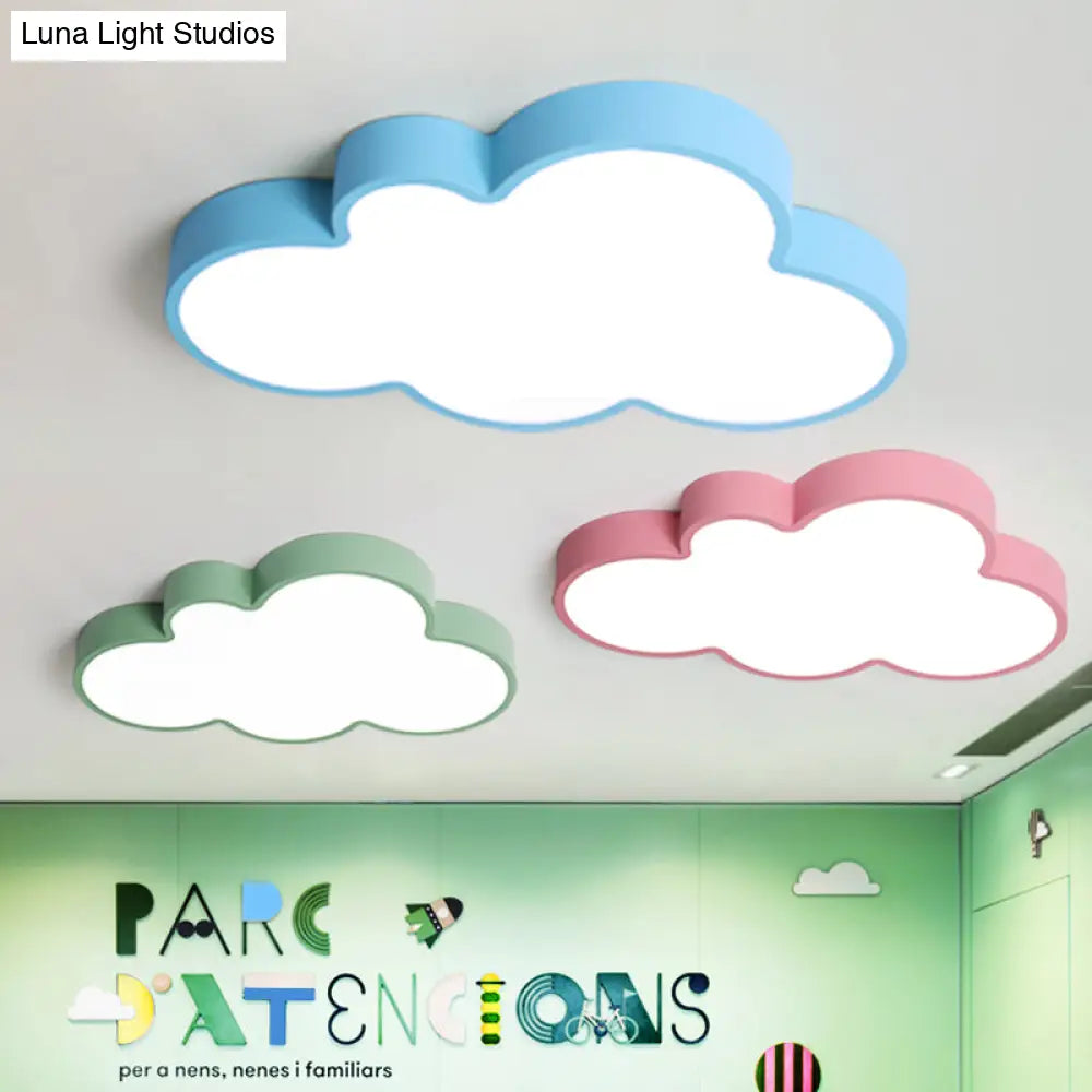 Nordic Style Macaron Colored Cloud Child Flush Mount Light For Bedroom