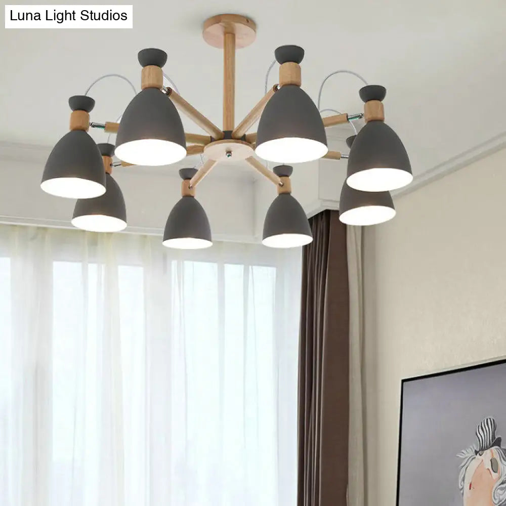 Nordic Stylish Metal Domed Hanging Light - Rotatable Chandelier For Study Room