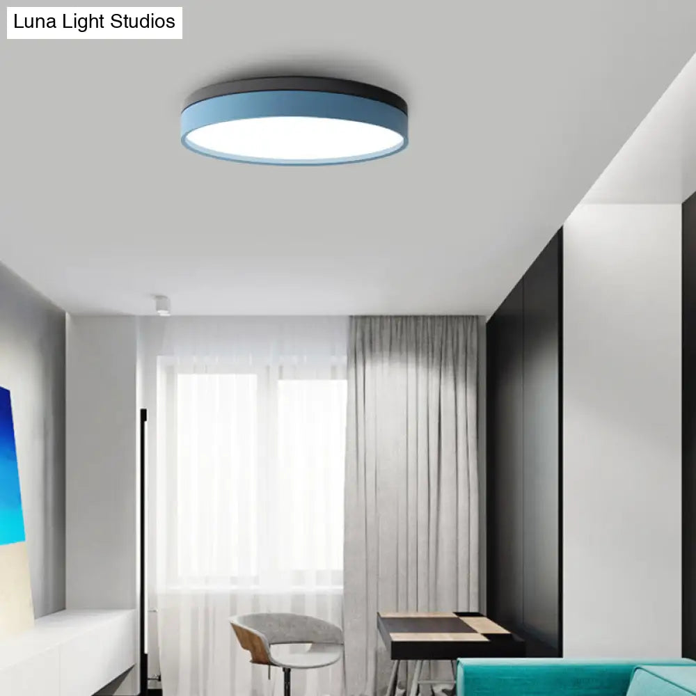 Nordic Tambour Led Ceiling Light In White With 12/16/19.5 Inch Diameter And Color Options
