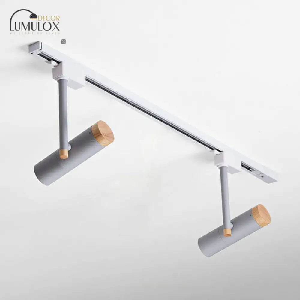 Nordic Tubular Metallic Spotlight With Wood Cap 2 / Grey Ceiling Lamp