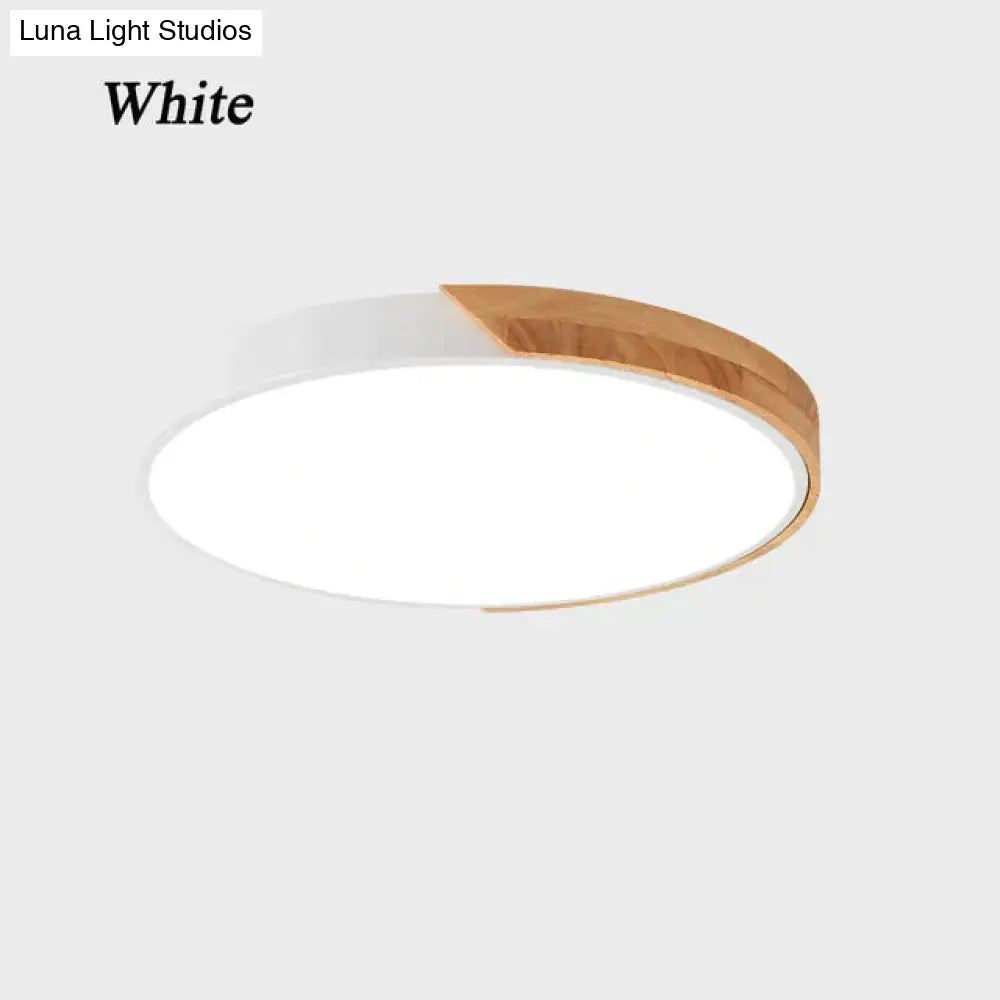 Nordic Wooden Ceiling Lamp Dimmable Led Lights Round 30-60 Size Diameter Ultra-Thin 5 Cm High 7