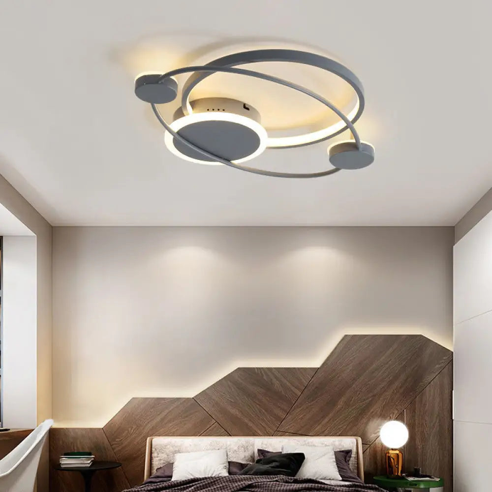 Orbit Integrated Led Flush Light – Warm/White Metal & Acrylic Nordic Style Black White/Gray Grey