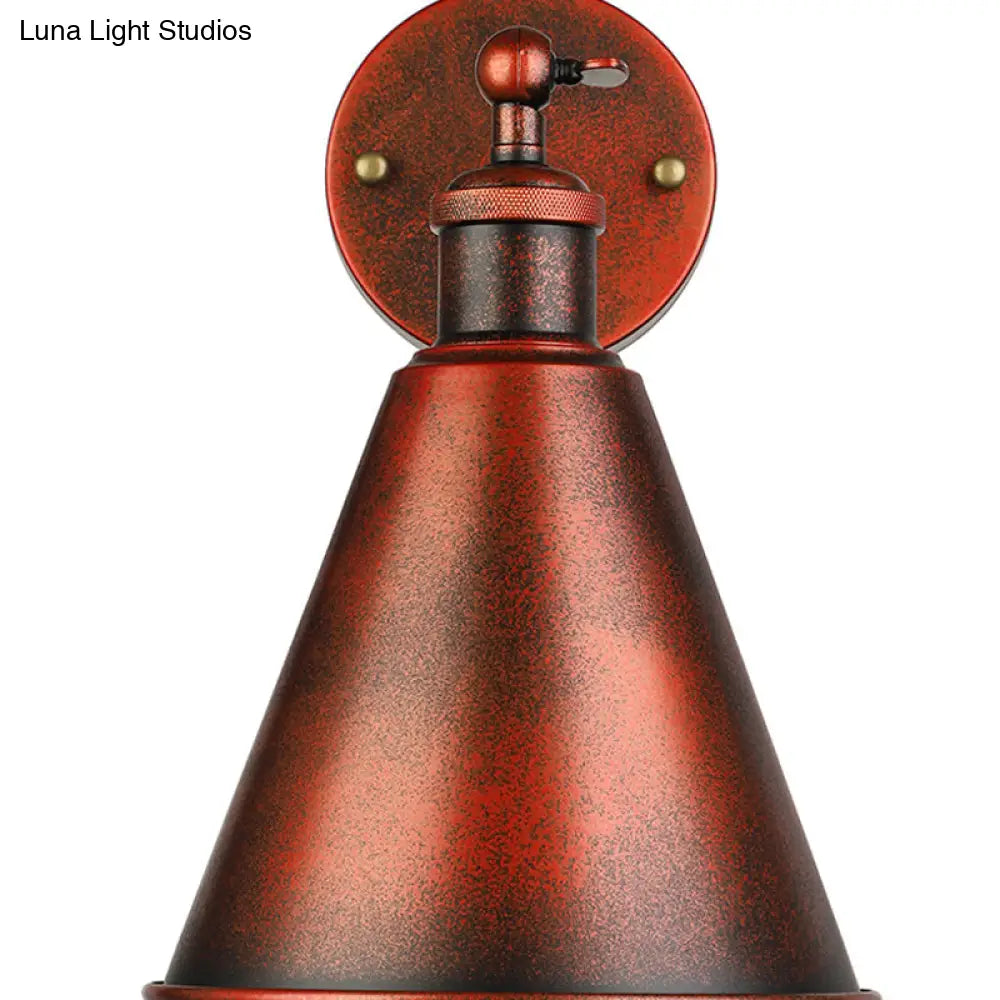 Outdoor Farmhouse Style Wrought Iron Wall Lamp: Black/Rust 1 Head Adjustable Sconce Light