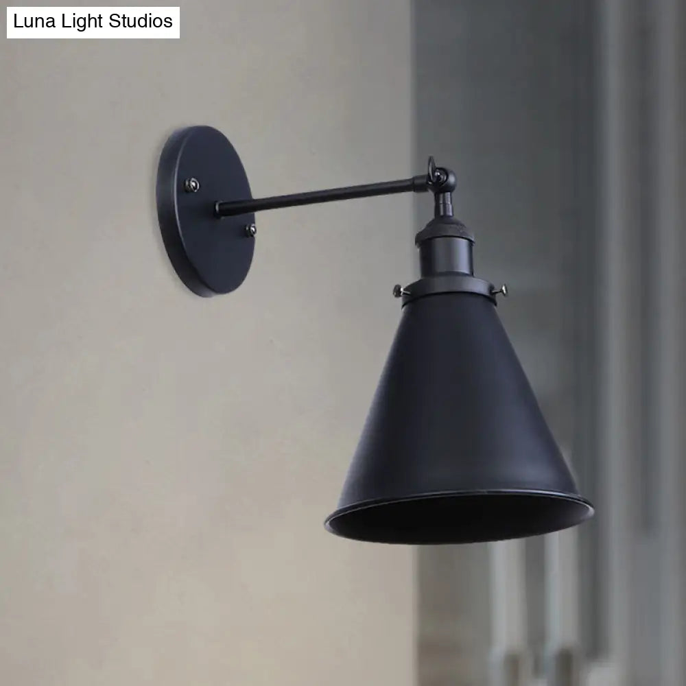 Outdoor Farmhouse Style Wrought Iron Wall Lamp: Black/Rust 1 Head Adjustable Sconce Light