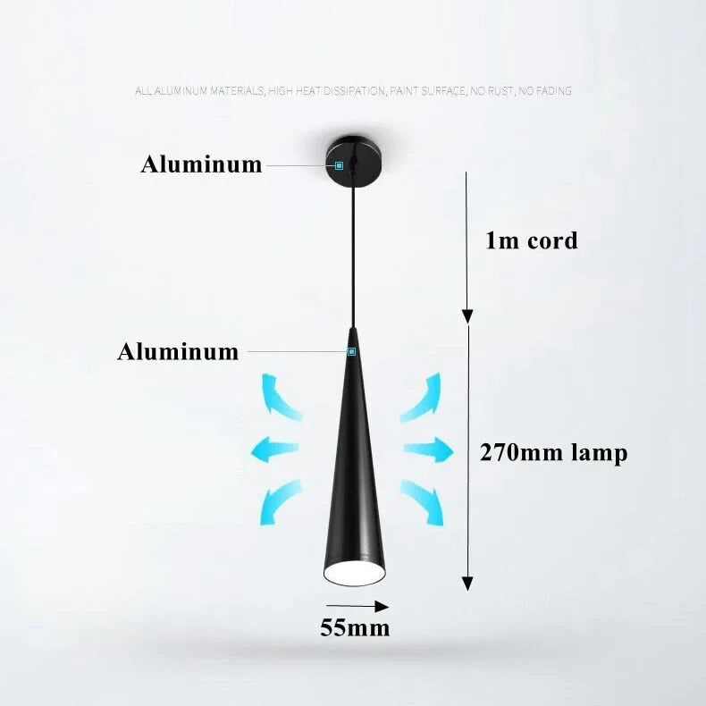 Pendant Lights Modern Kitchen Lamp Dining Living Room Cone Shape Lamps Aluminum Cylinder Tube Spot