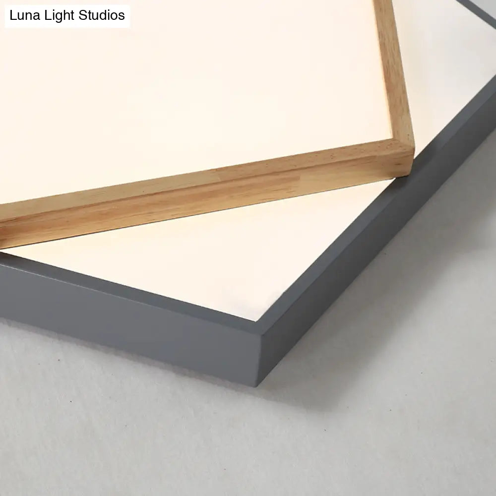 Pentagon Led Flush Mount Lamp In Acrylic Grey/White - 3 Color Options And Sizes Available