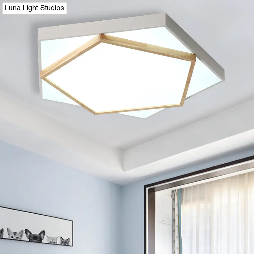 Pentagon Led Flush Mount Lamp In Acrylic Grey/White - 3 Color Options And Sizes Available White / 14