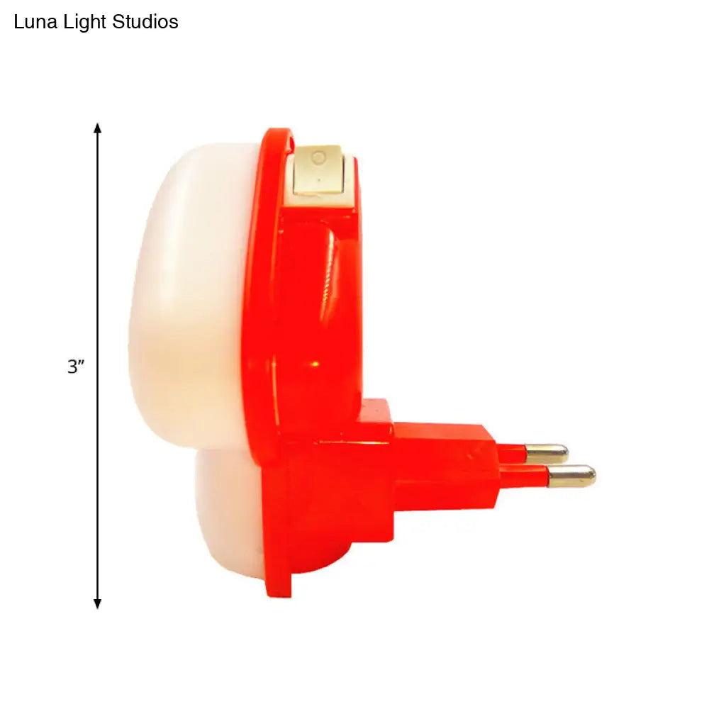 Plug-In Mushroom Led Cartoon Wall Light- 7 Color Night Lighting Red-White