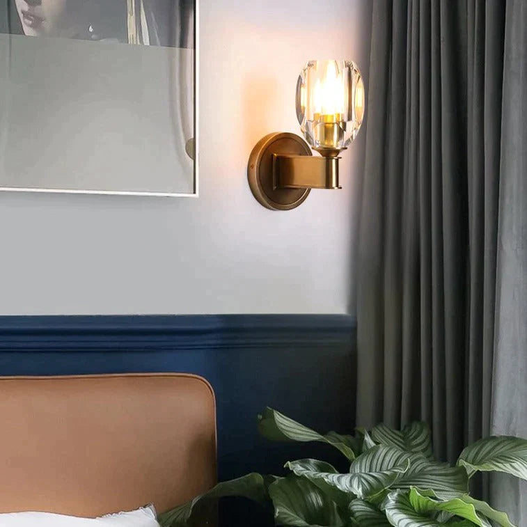 Post-Modern Light Luxury Crystal Copper Wall Lamp Lamps