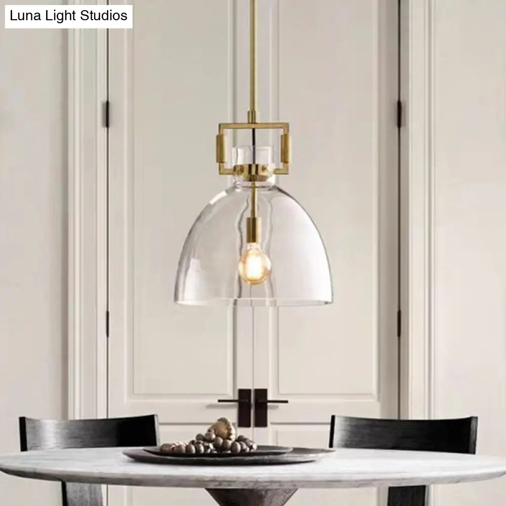 Postmodern Brass Pendant Light With Clear Glass Shade - Dome/Globe/Cone Design 12’/12.5’/14’ Wide