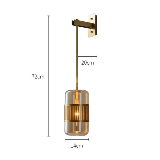 Postmodern Light Luxury Simple Bedroom Bedside Full Copper Wall Lamp Lamps