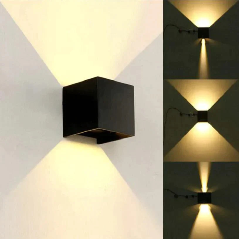 12W Dimmable Cob Modern Brief Cube Adjustable Surface Mounted Led Wall Lamp Outdoor Waterproof