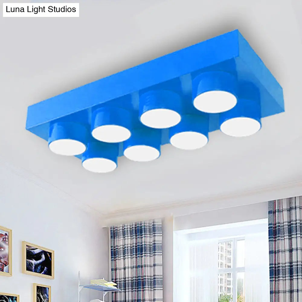 Rectangular Multi-Head Metal Ceiling Lamp For Modern Kitchen Flush Mount