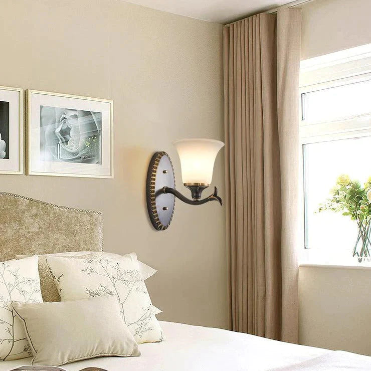 Lampe de chevet rétro pour chambre à coucher Lampe murale en cuivre pour étude d'invités