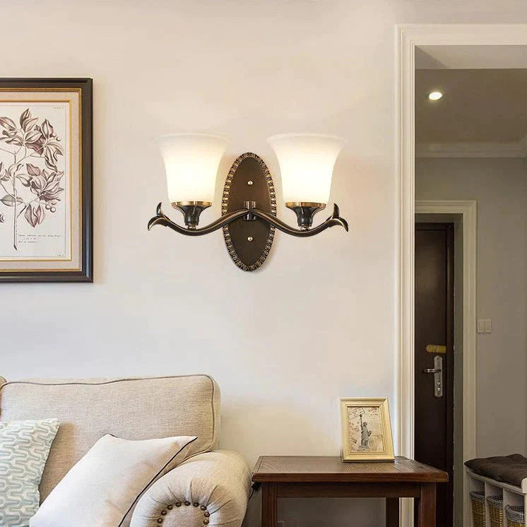 Lampe de chevet rétro pour chambre à coucher Lampe murale en cuivre pour étude d'invités