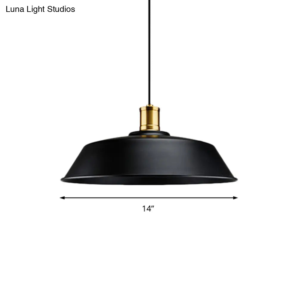 Retro Metallic Pendant Light - Barn Living Room Ceiling Lamp Black Finish 1 10’/14’/18’ Width