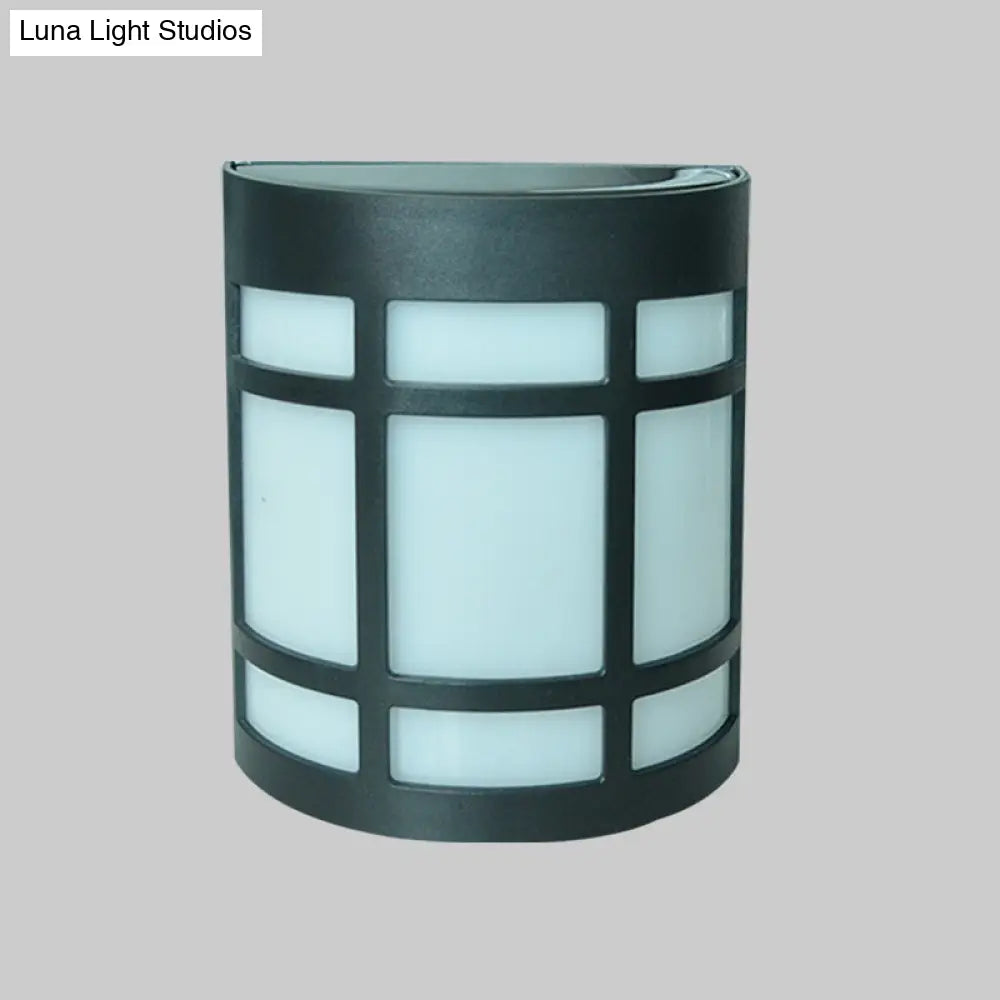 Retro Semi-Cylinder Flush Wall Sconce With Rhombus/Rectangle/Trellis Cage - Black