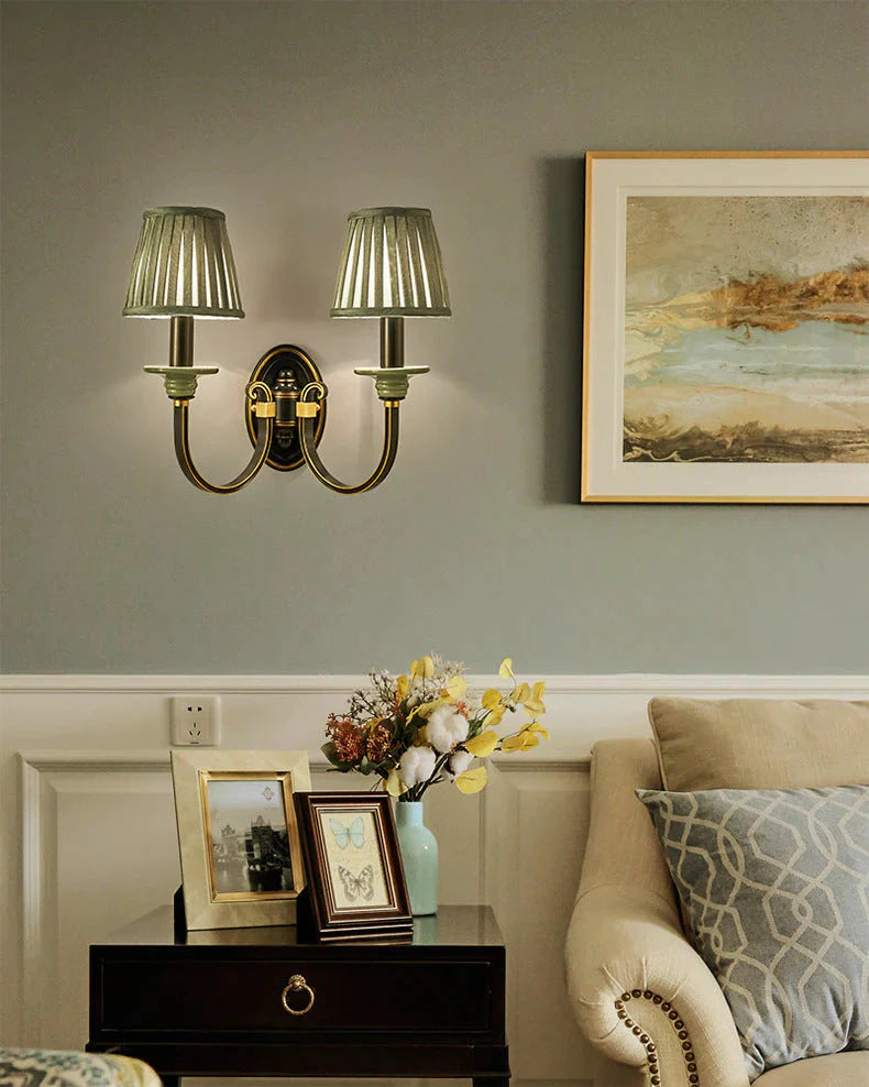 Lampe de chevet de chambre à coucher de style rétro Applique murale en cuivre