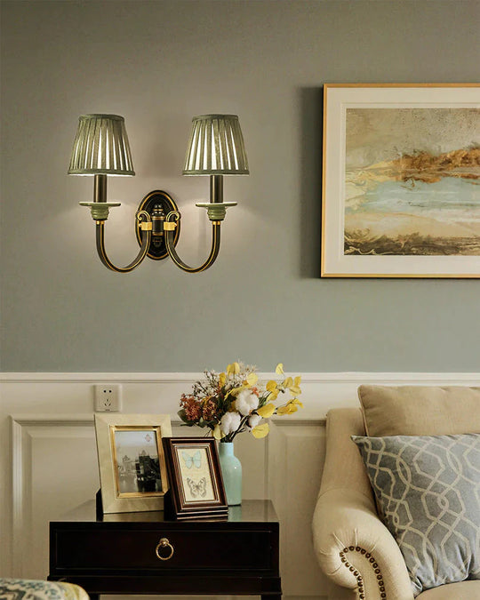 Lampe de chevet de chambre à coucher de style rétro Applique murale en cuivre