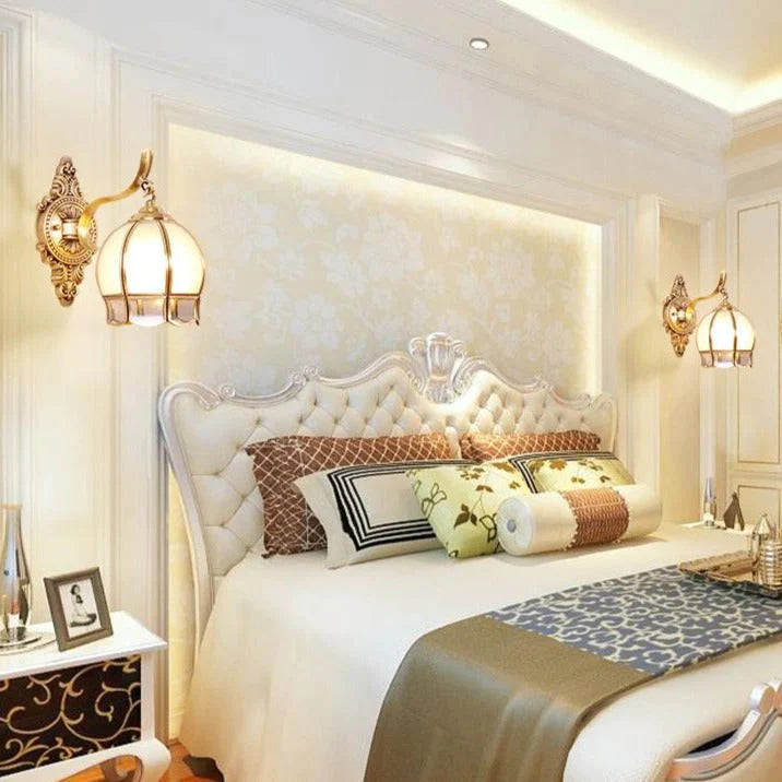 Lampe murale en cuivre d'escalier de salon de chevet de chambre à coucher de style rétro