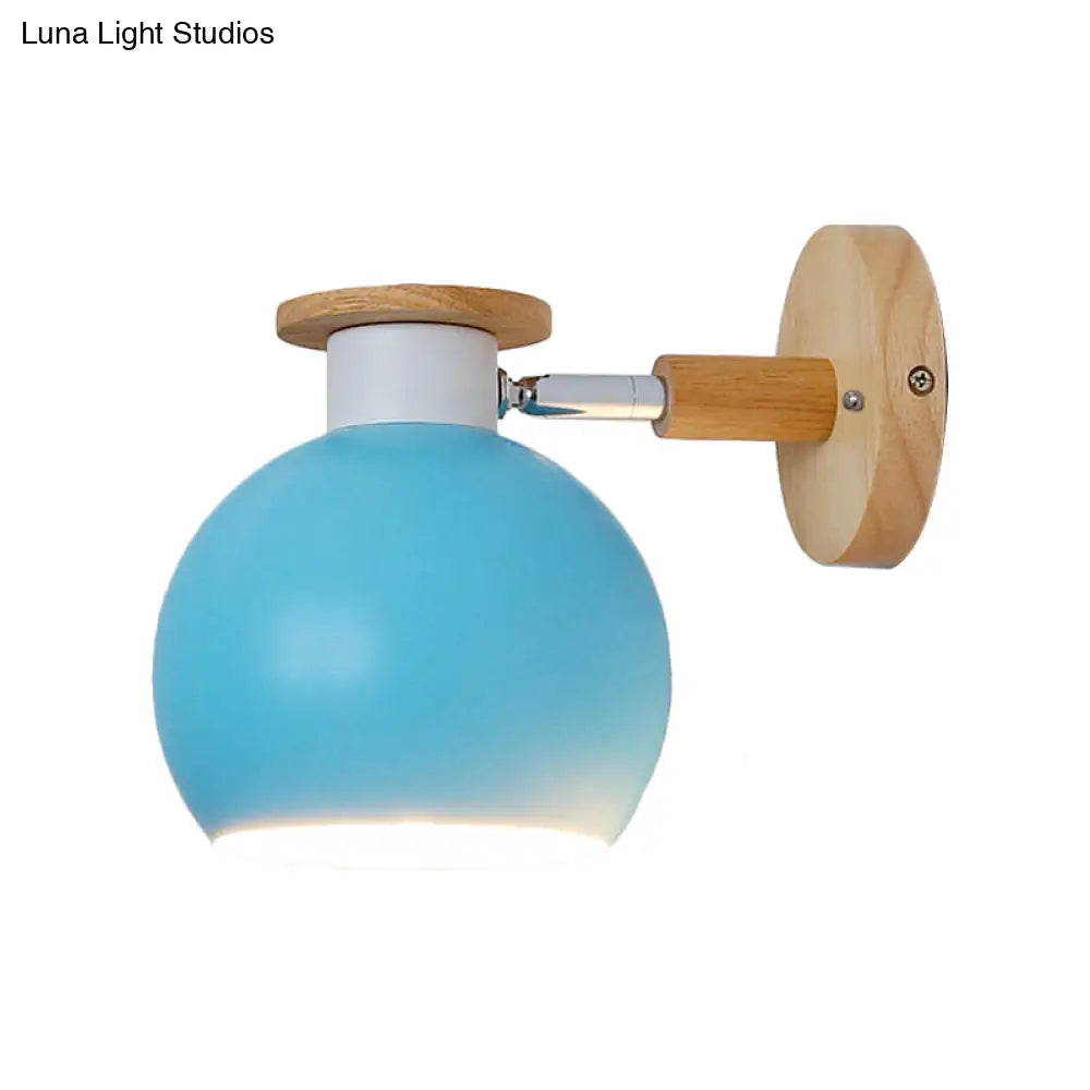 Rotatable Metal Spherical Wall Lamp - Kindergarten 1-Light Macaron Sconce Light