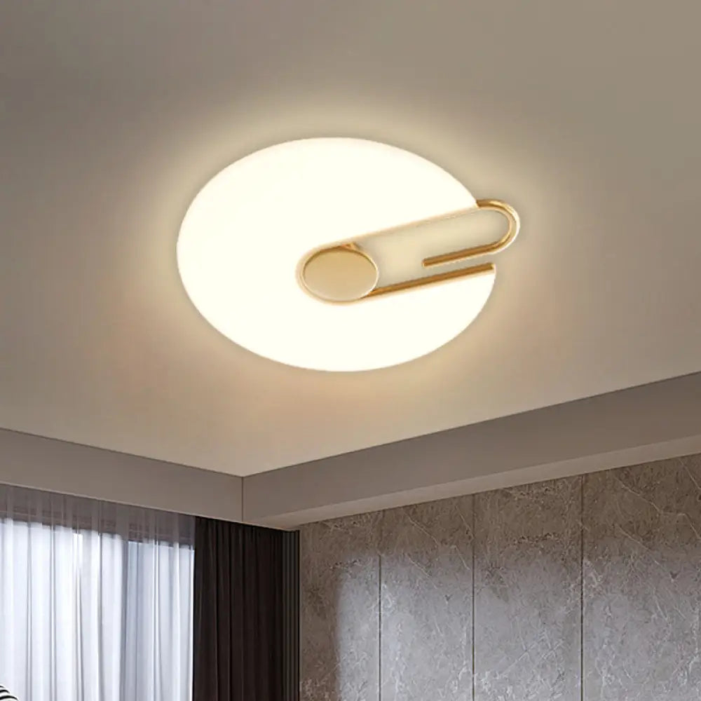 Round Flush Mount Led Bedroom Ceiling Light Fixture In White Minimalist Acrylic Design