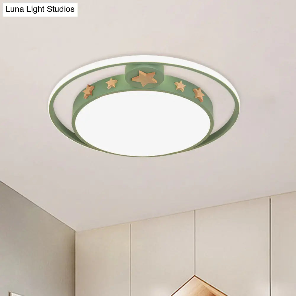 Round Flush Mounted Acrylic Led Ceiling Lamp In Pink/White/Gray – Perfect For Bedroom Lighting