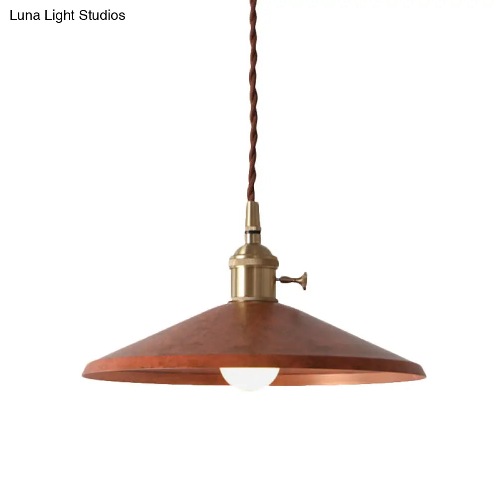 Rustic 1-Light Hanging Pendant Lamp In Blue/Red/Silver For Dining Room - Saucer Shade Iron Design