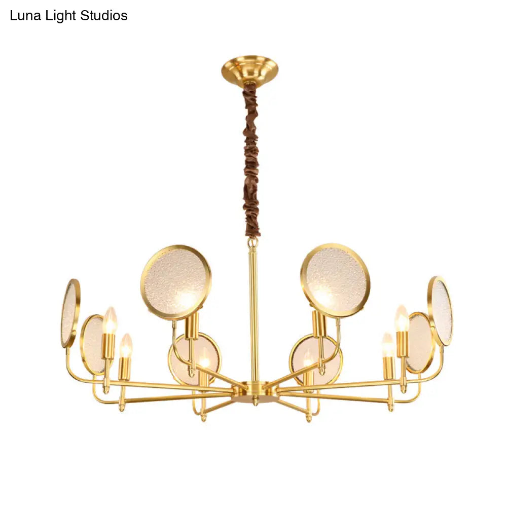 Seeded Glass Gold Chandelier - Colonial Down Lighting Pendant 6/8 Lights Ideal For Living Room