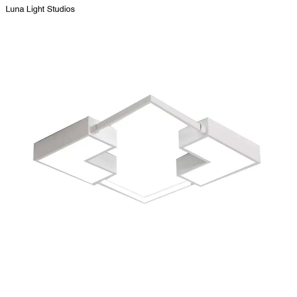 Simple Acrylic Led Flush Mount Ceiling Light In Black/White - Warm/White 16’/19.5’/23.5’ Wide