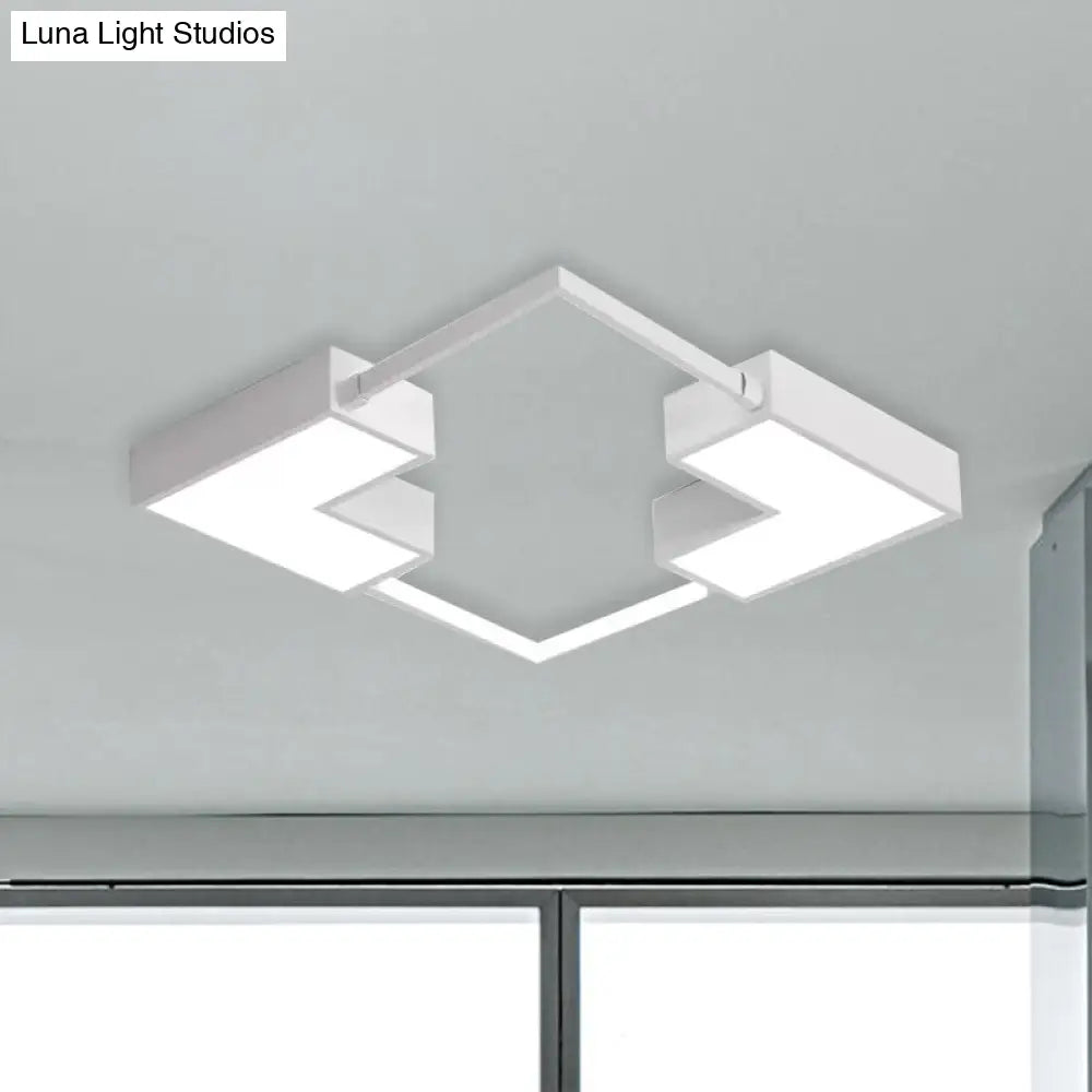Simple Acrylic Led Flush Mount Ceiling Light In Black/White - Warm/White 16’/19.5’/23.5’ Wide