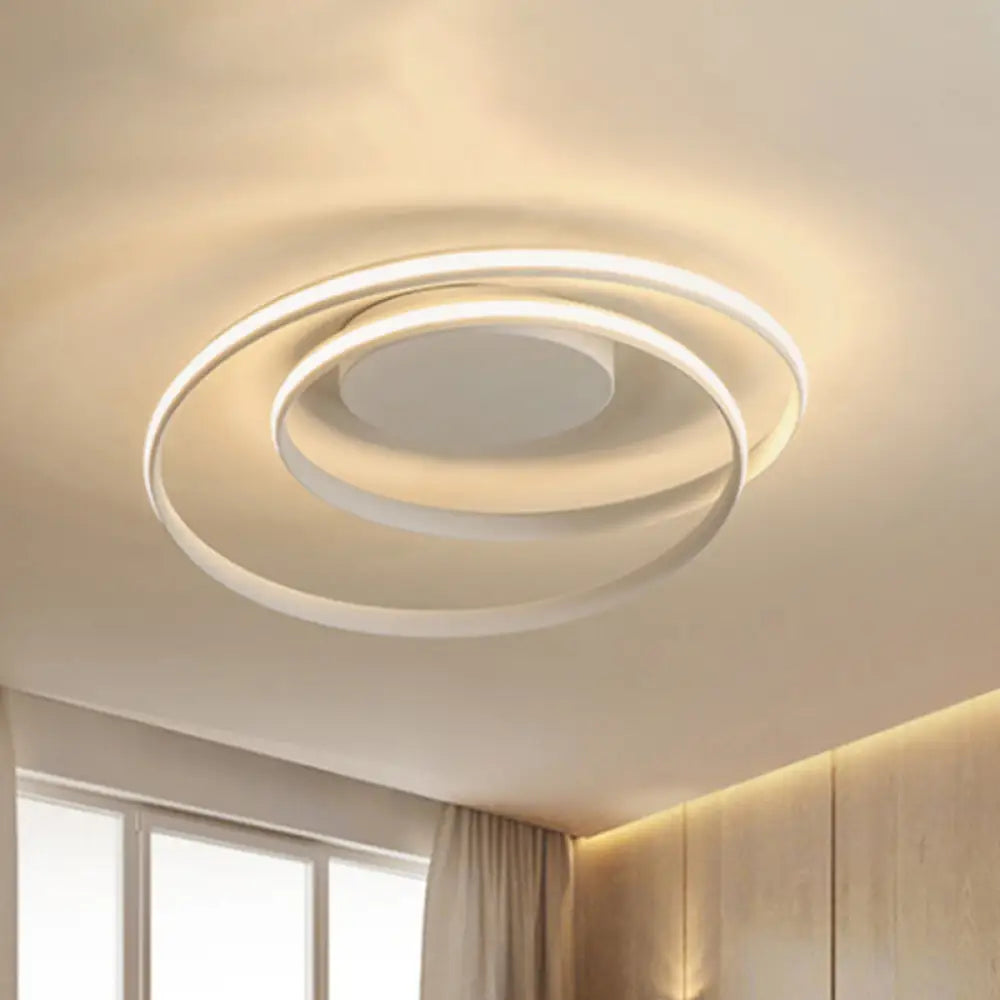 Simple Acrylic Led Loop Ceiling Lamp In Black/White - 18’/23.5’ Wide Flush Light Fixture With
