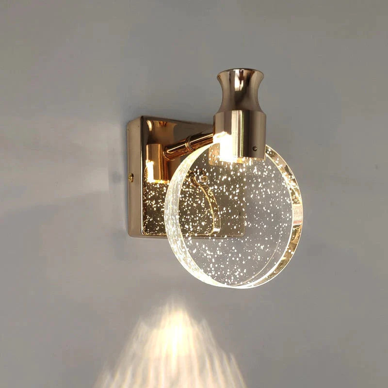 Applique murale LED en cristal simple pour chambre de salle de bain