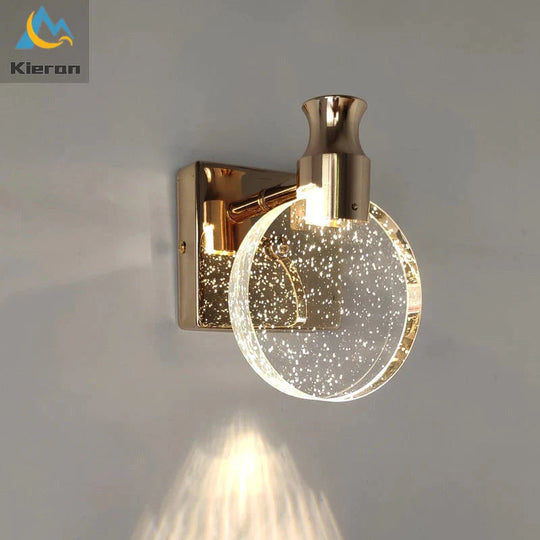 Applique murale LED en cristal simple pour chambre de salle de bain
