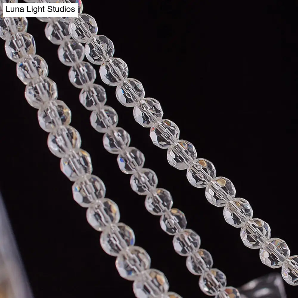 Simplicity Crystal Chandelier With Beaded Pendant - Brass Finish 6/8 Heads Ideal For Living Room