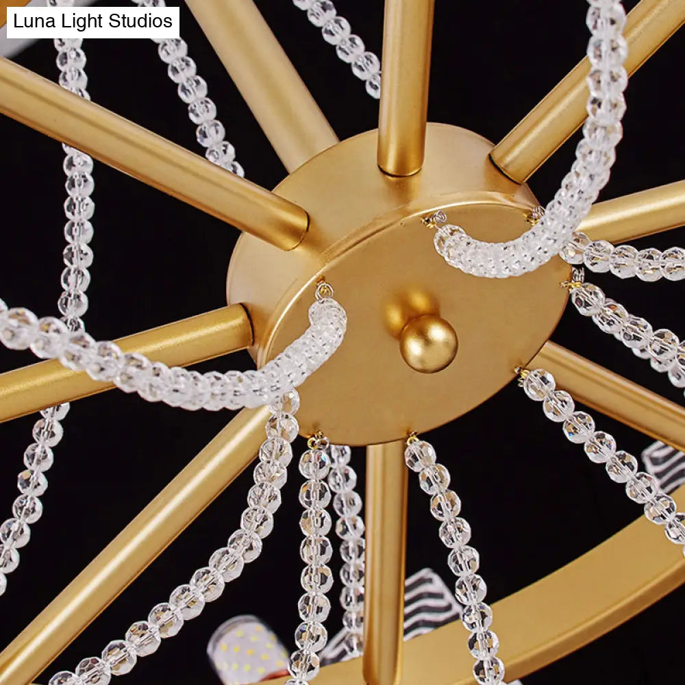 Simplicity Crystal Chandelier With Beaded Pendant - Brass Finish 6/8 Heads Ideal For Living Room