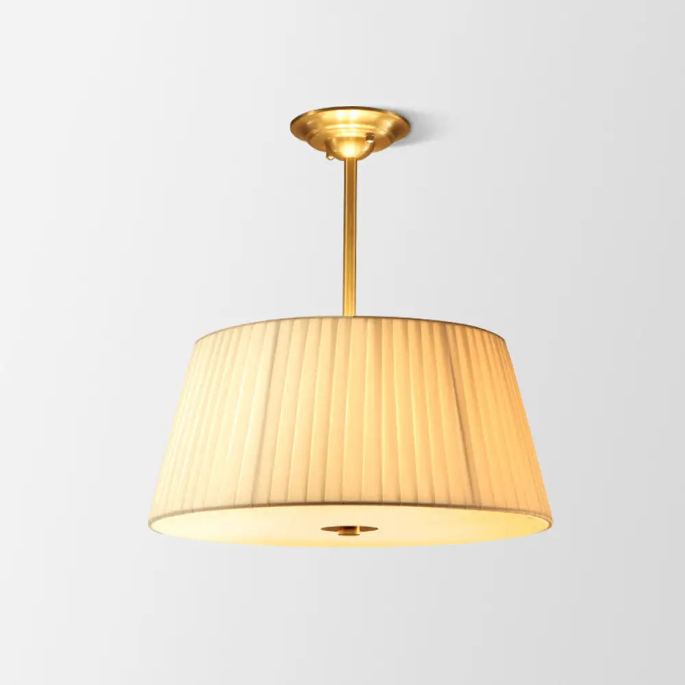Gold Pleated Empire Chandelier With Simplicity Fabric Pendant Shade